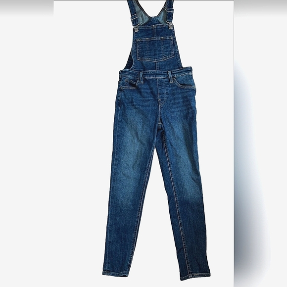 Levi's Overalls Utility Bib Skinny Leg Side Zipper Stretch Dark Wash Size 24 - Picture 4 of 16